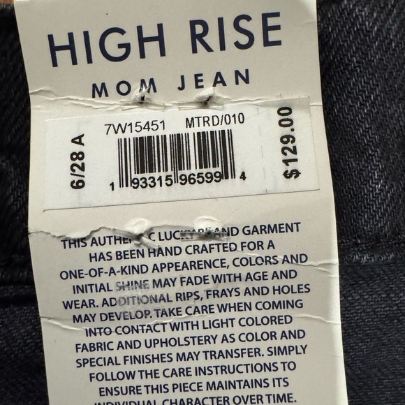 Lucky Brand Womens High Rise Drew Mom Straight Distressed Jeans Tapered 6/28A - Picture 4 of 9
